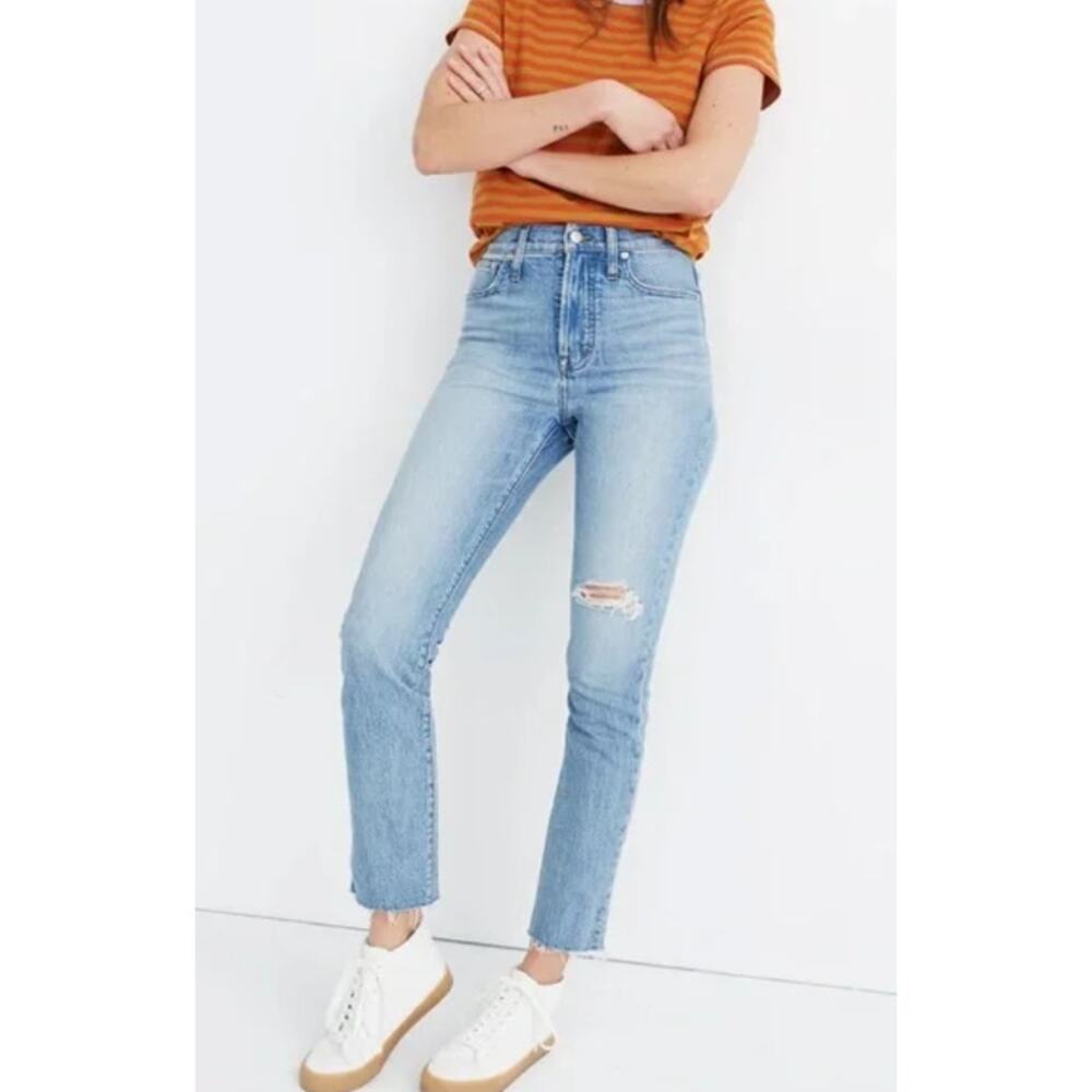 Madewell High Rise Jeans The Perfect Vintage Ripped Light Denim Women's Size 25 - Picture 3 of 7